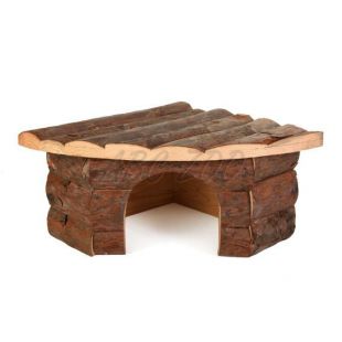 Domček pre hlodavce dreven&yacute;, rohov&yacute; - 22x15x10,5cm
